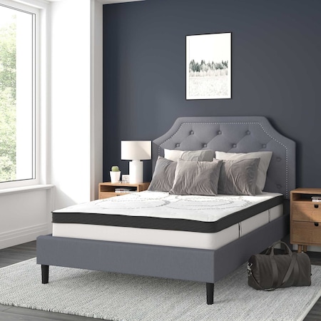 Flash Furniture Full Size Lt Gray Fabric Platform Bed w/ Mattress SL-BM10-10-GG